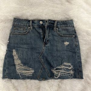Pacsun blue denim mini skirt! distressed and 23 inch waist; so cute a staple!
